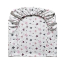 Husa saltea patuț bebe copii din bumbac 120 x 60 cm, Stelute roz-gri (4)